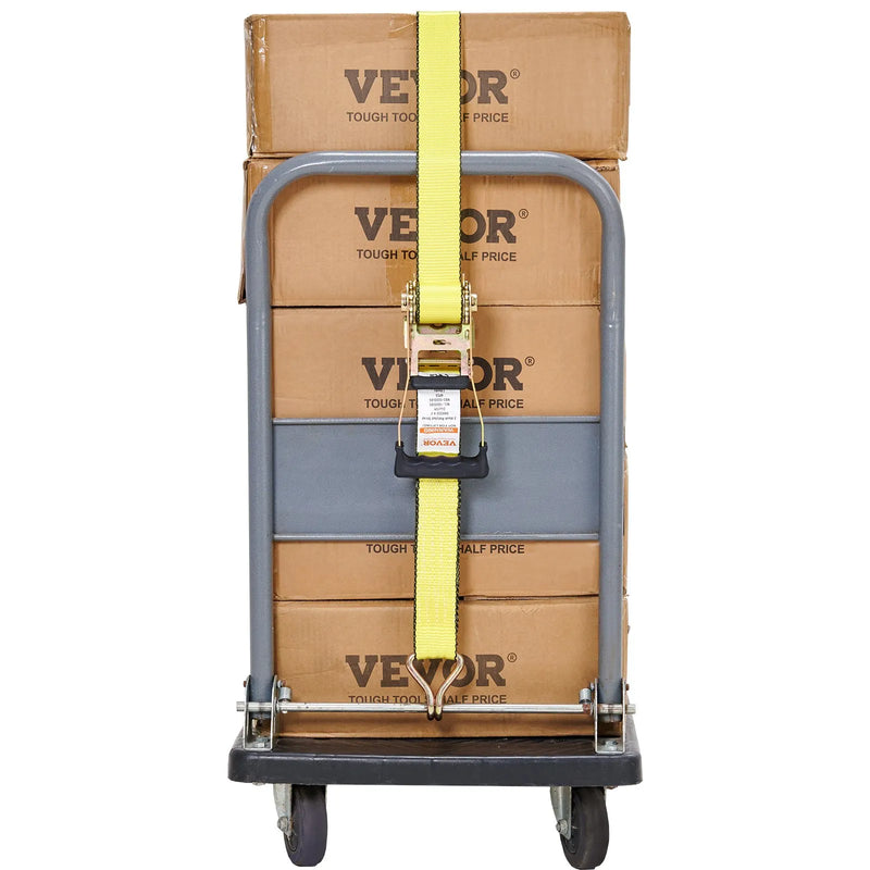 Sprūdrata kravas nostiprināšanas siksnu komplekts, 4 gab., 4 536 kg pārrāvuma izturība, dubultie J āķi, 50,8 mm x 8,23 m siksnas ar polsterētiem rokturiem kravu, sadzīves tehnikas un dārza tehnikas drošai nostiprināšanai