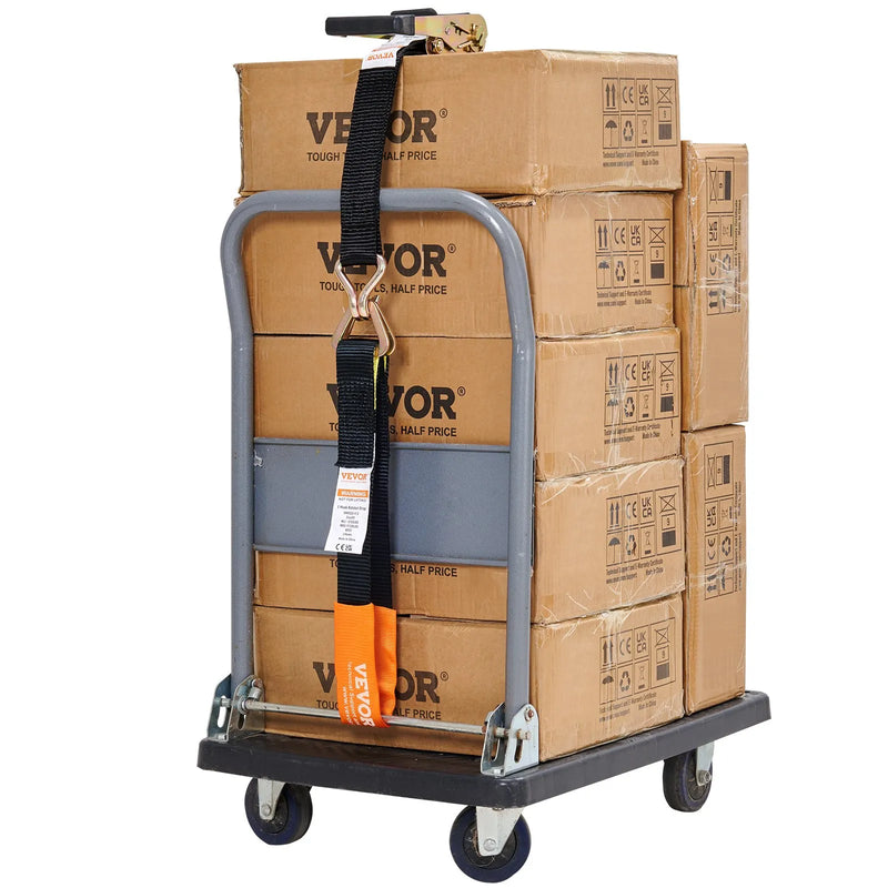 Sprūdrata stiprinājuma siksnu komplekts 4 gab., pārrāvuma izturība 5050 kg, dubultie J āķi, 50,8 mm x 2,44 m poliestera siksnas ar polsterētiem rokturiem kravas, tehnikas un aprīkojuma nostiprināšanai un pārvadāšanai