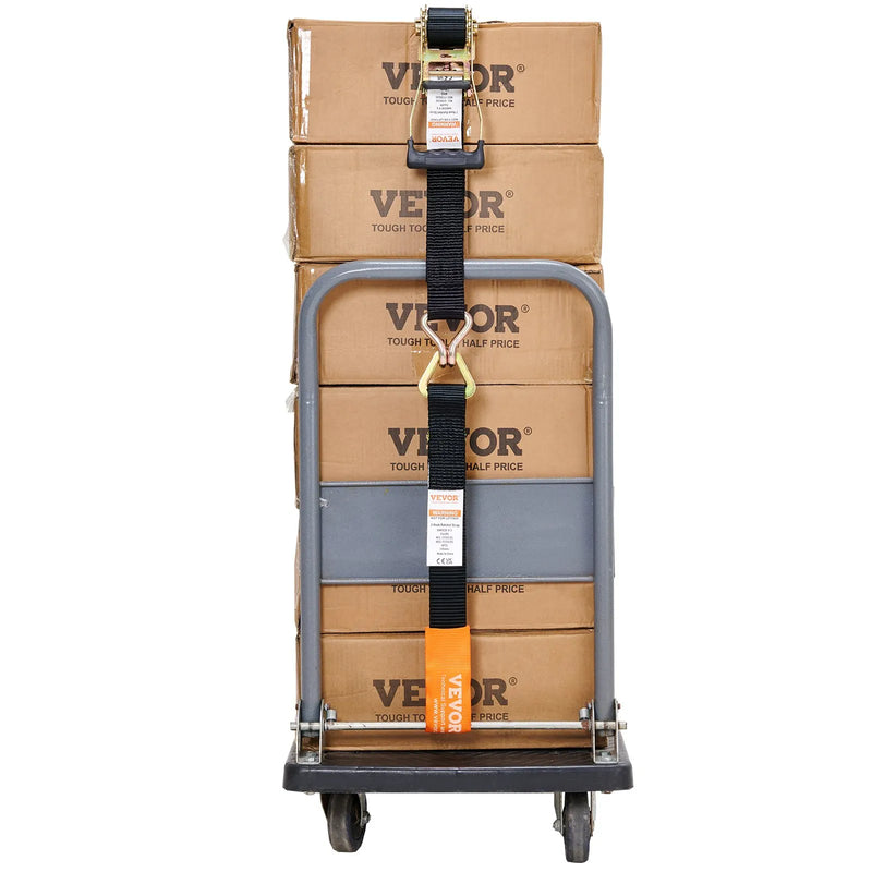 Sprūdrata stiprinājuma siksnu komplekts 4 gab., pārrāvuma izturība 5050 kg, dubultie J āķi, 50,8 mm x 2,44 m poliestera siksnas ar polsterētiem rokturiem kravas, tehnikas un aprīkojuma nostiprināšanai un pārvadāšanai