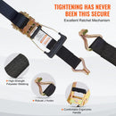 Sprūdrata stiprinājuma siksnu komplekts 4 gab., pārrāvuma izturība 5050 kg, dubultie J āķi, 50,8 mm x 2,44 m poliestera siksnas ar polsterētiem rokturiem kravas, tehnikas un aprīkojuma nostiprināšanai un pārvadāšanai