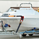 Sprūdrata stiprinājuma siksnu komplekts 4 gab., pārrāvuma izturība 5050 kg, dubultie J āķi, 50,8 mm x 2,44 m poliestera siksnas ar polsterētiem rokturiem kravas, tehnikas un aprīkojuma nostiprināšanai un pārvadāšanai