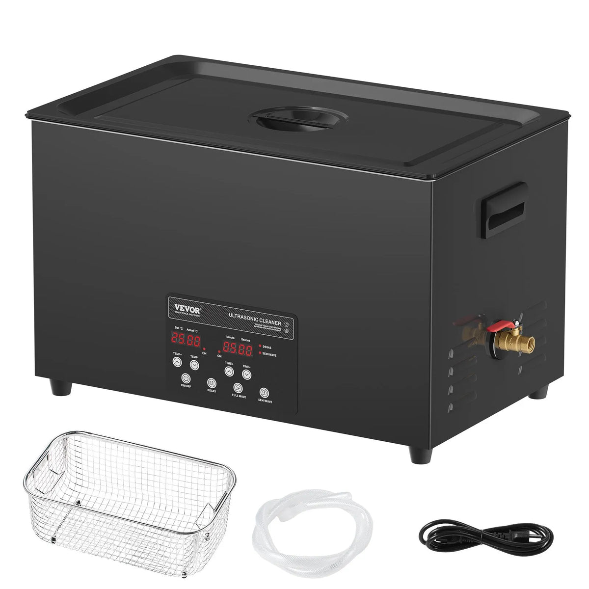 VEVOR 30 l Ultrasonic Cleaner, 600 W Digital Ultrasonic Cleaning Machine with Enhanced Degassing and Gentle Mode, 40 kHz Industrial Ultrasonic Cleaner with Timer and Heating for Jewellery, Retainers and Tools
