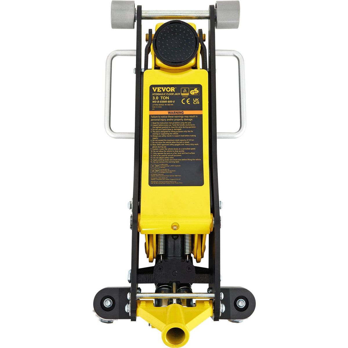 VEVOR Floor Jack, 3 Tonne Low Profile, Aluminium and Steel with Dual-Piston Fast-Lift Pump, Lifting Range 90 mm - 500 mm
