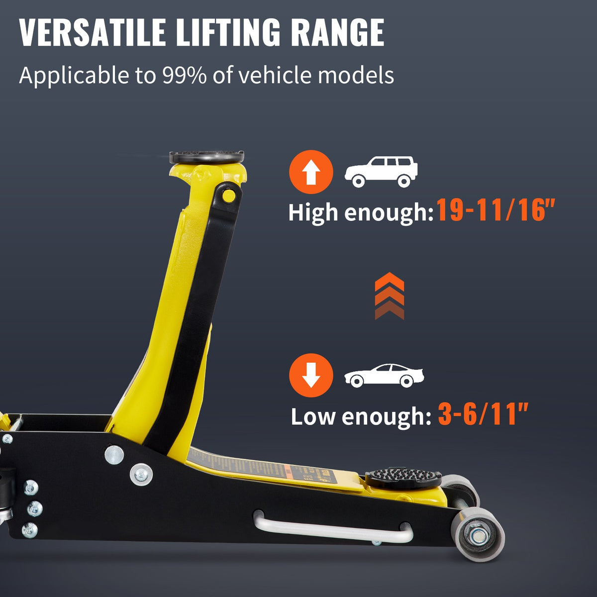 VEVOR Floor Jack, 3 Tonne Low Profile, Aluminium and Steel with Dual-Piston Fast-Lift Pump, Lifting Range 90 mm - 500 mm