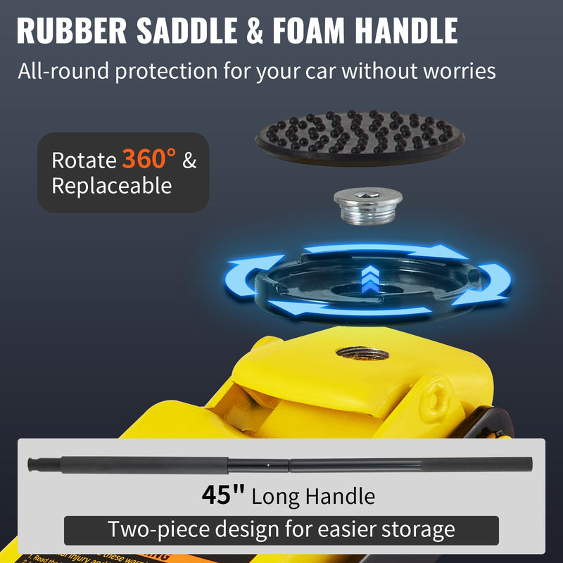 VEVOR grīdas pacēlājs, 3 tonnu zema profila, alumīnija un tērauda ar divvirzuļu ātras pacelšanas sūkni, pacelšanas diapazons 90 mm - 500 mm.