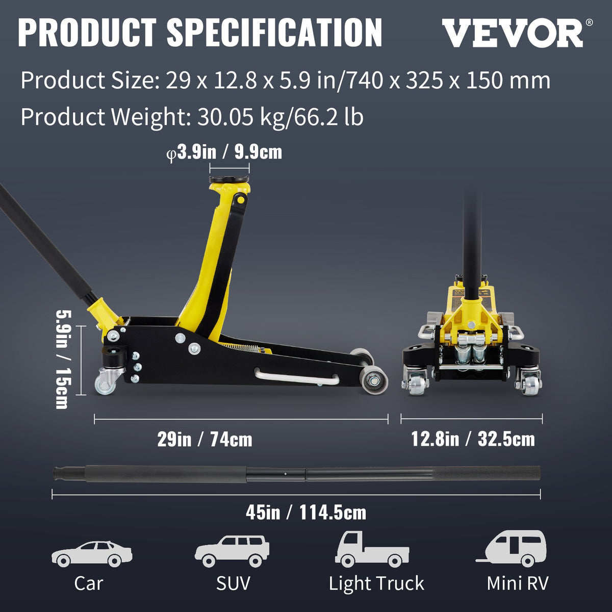 VEVOR Floor Jack, 3 Tonne Low Profile, Aluminium and Steel with Dual-Piston Fast-Lift Pump, Lifting Range 90 mm - 500 mm