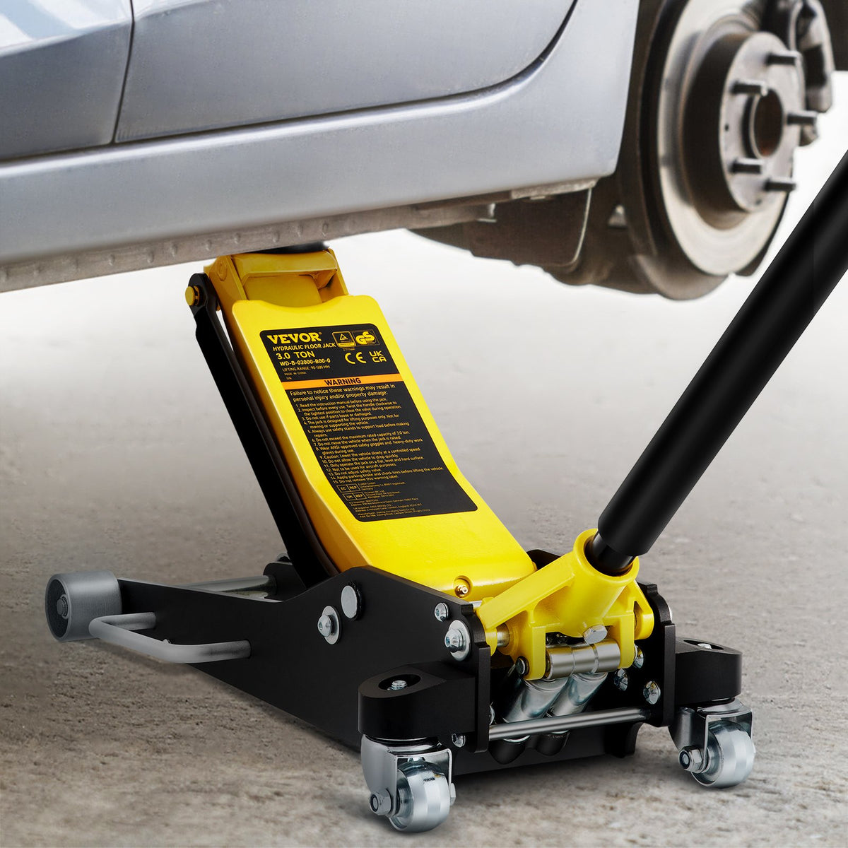 VEVOR Floor Jack, 3 Tonne Low Profile, Aluminium and Steel with Dual-Piston Fast-Lift Pump, Lifting Range 90 mm - 500 mm