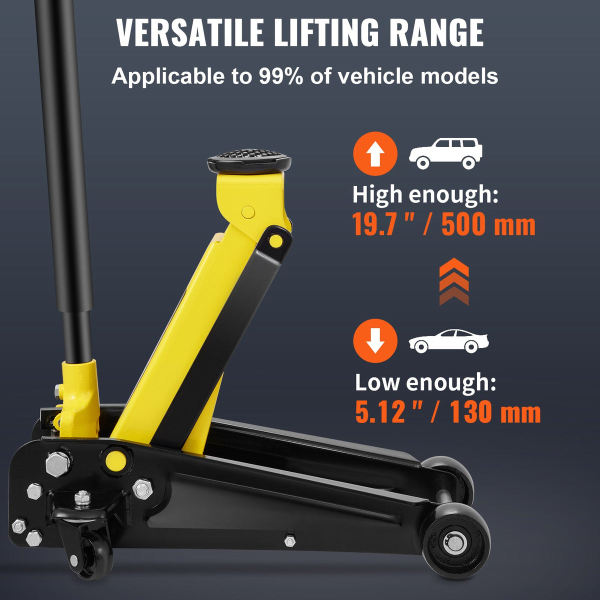 VEVOR Low Profile Floor Jack 3 t, Steel, Hydraulic Single Pump
