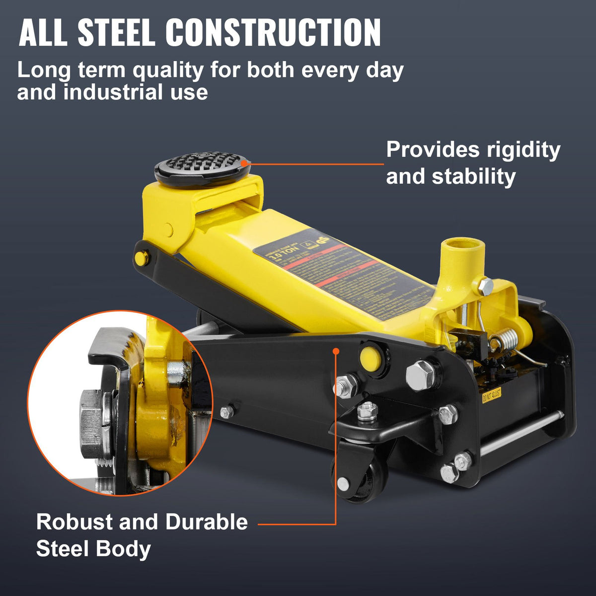 VEVOR Low Profile Floor Jack 3 t, Steel, Hydraulic Single Pump
