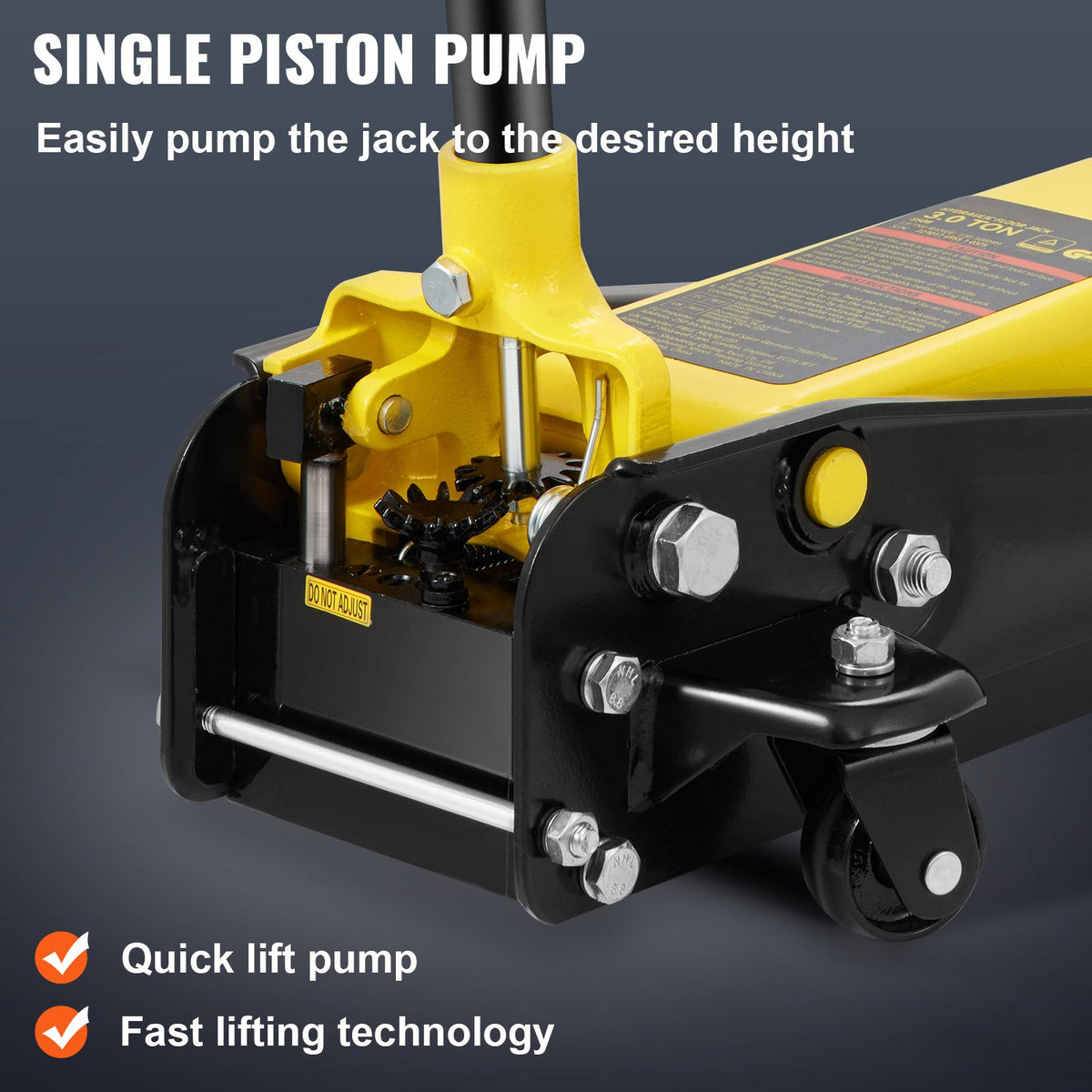 VEVOR Low Profile Floor Jack 3 t, Steel, Hydraulic Single Pump