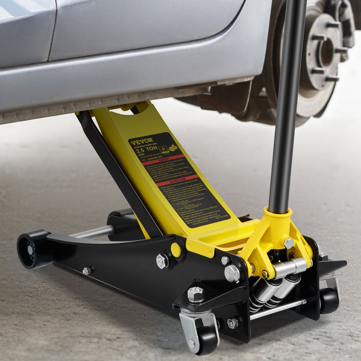 VEVOR Low Profile Floor Jack 2.5 Tonnes Heavy Duty Steel with Dual Piston Fast Lift Pump