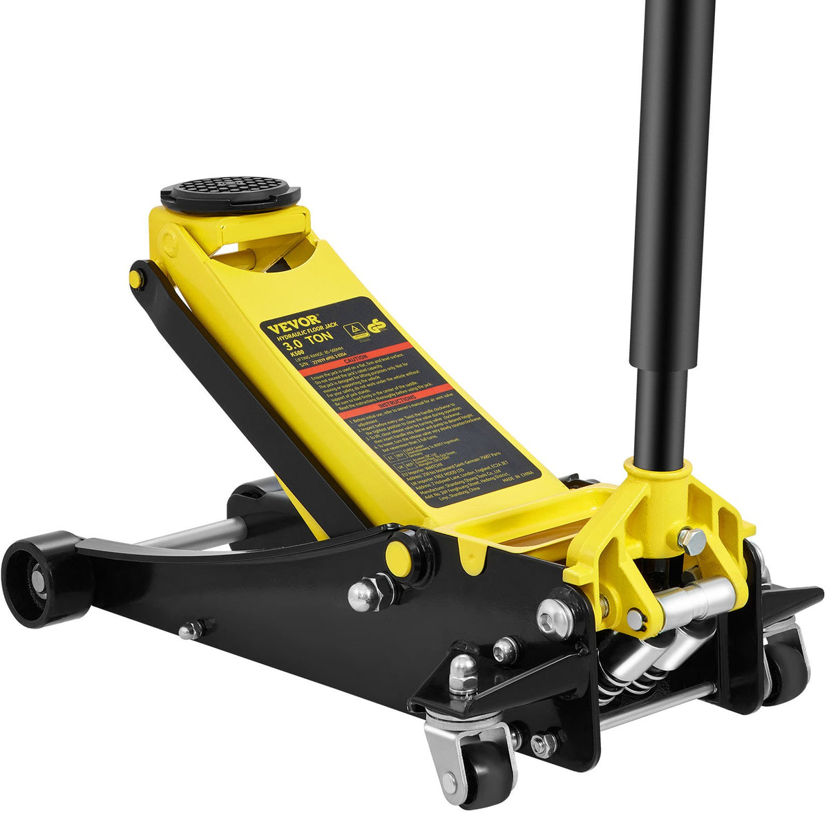 Low-profile floor jack 3 t, steel, dual-piston hydraulic pump