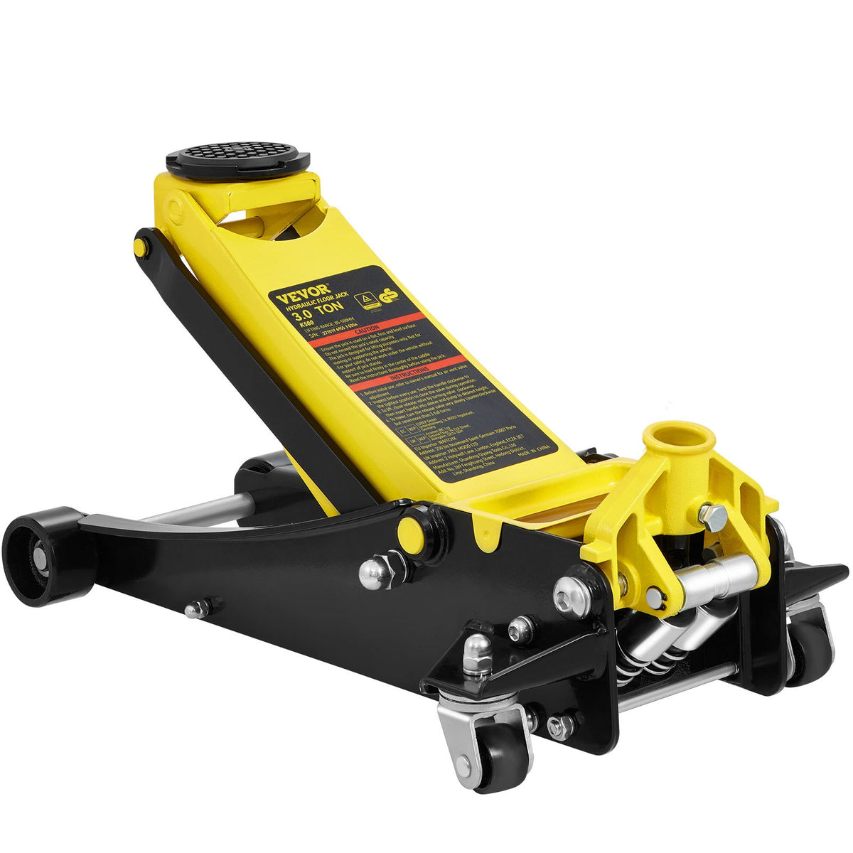 Low-profile floor jack 3 t, steel, dual-piston hydraulic pump