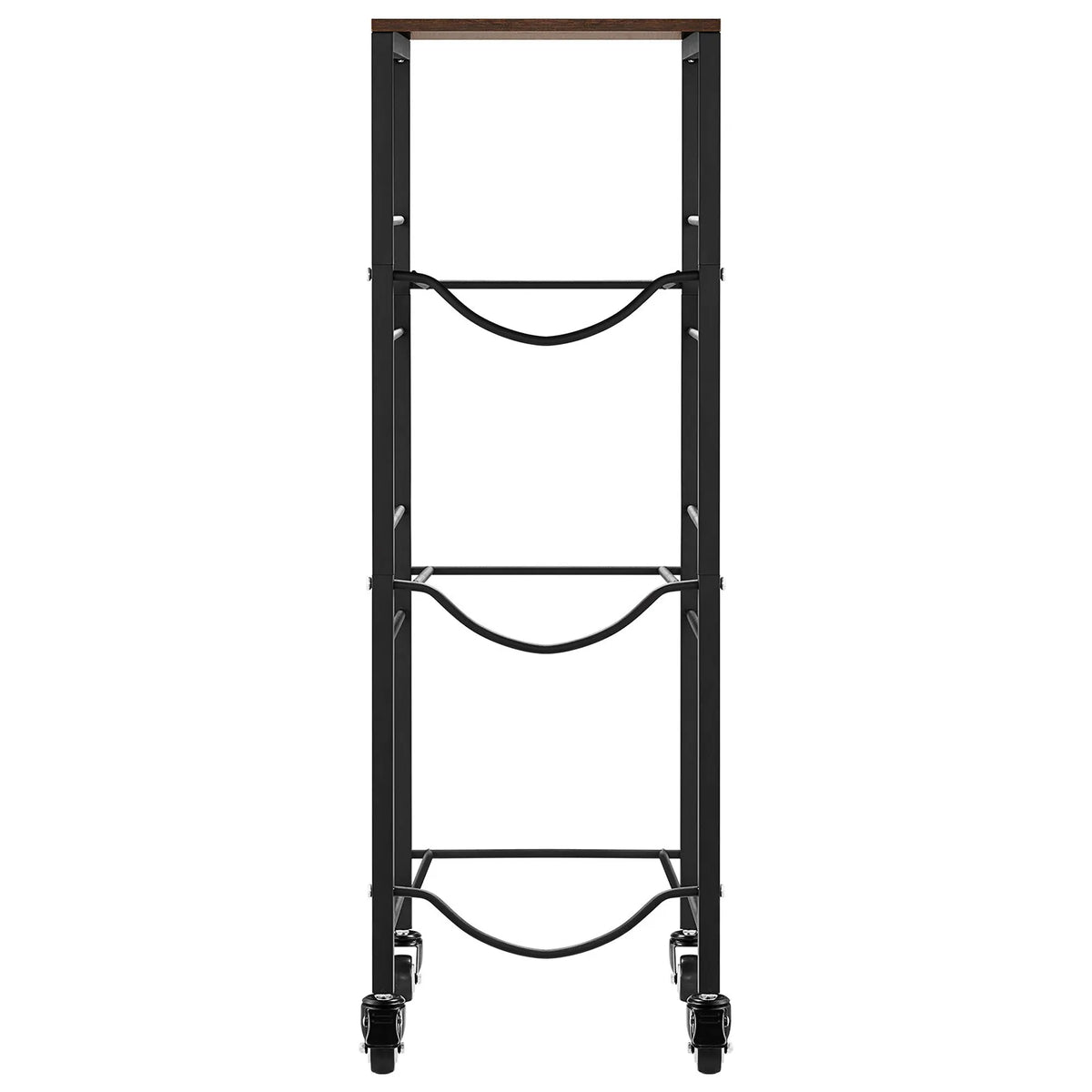VEVOR Water Bottle Rack for 3 Bottles, 4 Tiers, for 11 and 19 L Bottles, with Shelf and Casters, Black and Brown