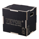 3-in-1 koka plyometriskā kaste, 40/35/30 cm, neslīdoša platforma lēcieniem un spēka treniņiem, mājas sporta zālei, melna