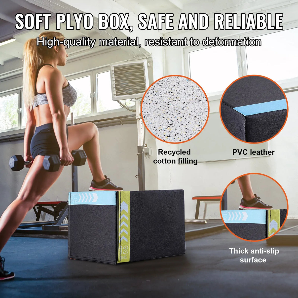 VEVOR Plyometric Training Box 3 in 1 40/35/30 cm with Cotton Cover