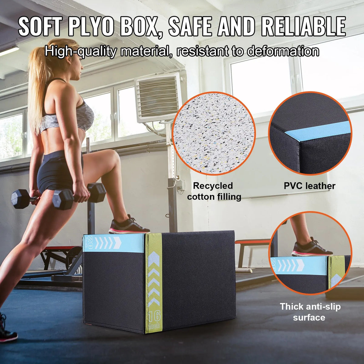 VEVOR Plyometric Training Box 3 in 1 50/45/40 cm with Cotton Cover