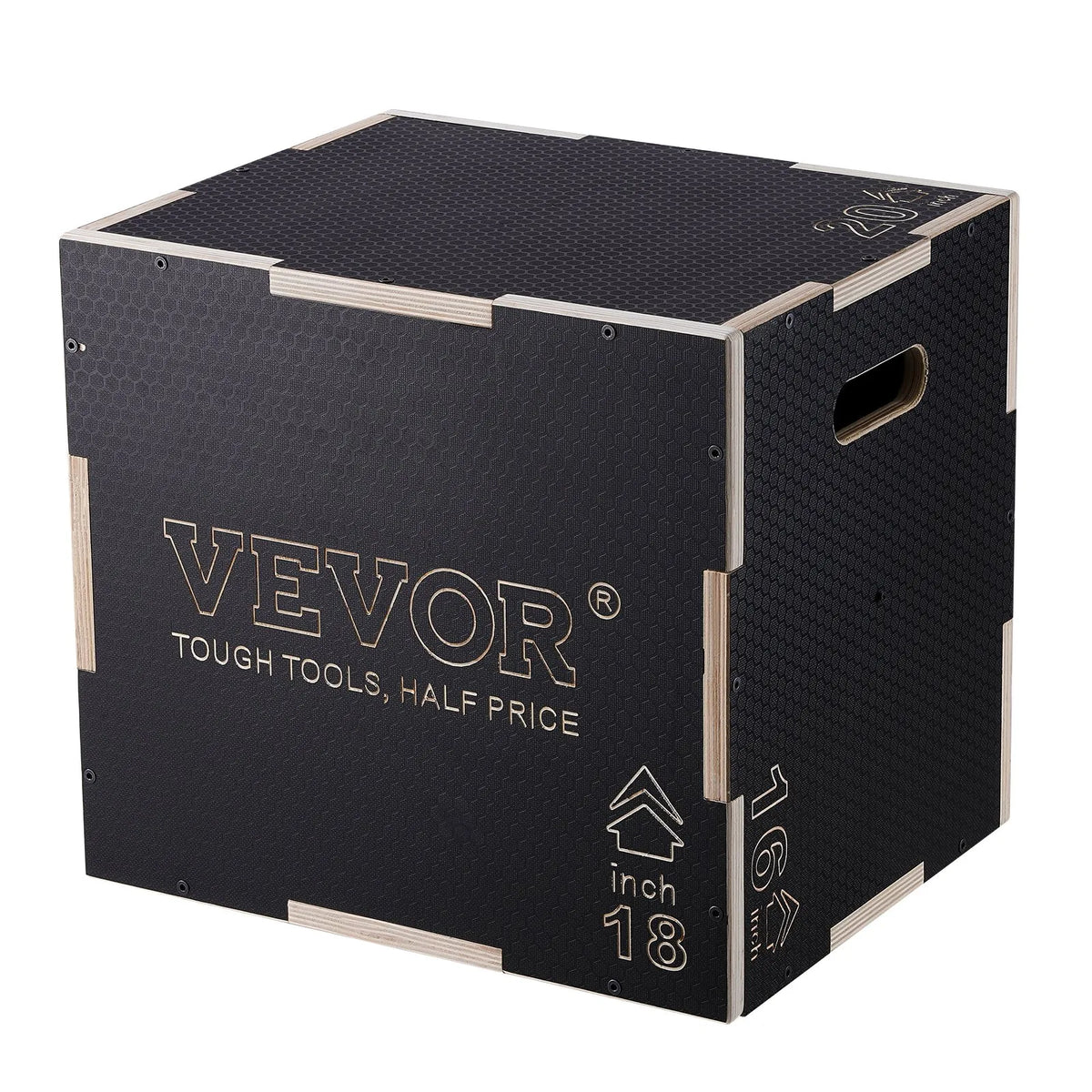 VEVOR Wooden Plyometric Box 3 in 1 51/46/41 cm with Non-Slip Surface, Black