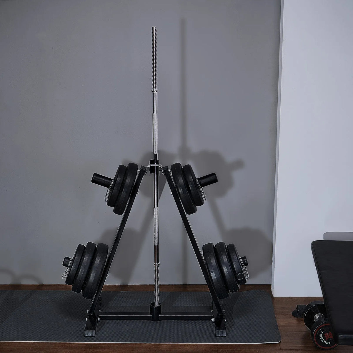 VEVOR svaru disku statīvs ar 50 mm turētājiem, līdz 136 kg, kompakts