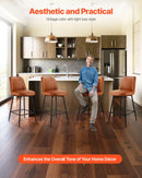 VEVOR bāra krēslu komplekts (2 gab.), 69 cm augsti grozāmi krēsli ar atzveltni, moderns dizains ar PU ādas apdari un metāla kājām, krēsli bez roku balstiem, piemēroti virtuves vai ēdamistabas bāra letei, brūni