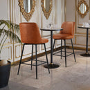 VEVOR bāra krēslu komplekts (2 gab.), 69 cm augsti grozāmi krēsli ar atzveltni, moderns dizains ar PU ādas apdari un metāla kājām, krēsli bez roku balstiem, piemēroti virtuves vai ēdamistabas bāra letei, brūni