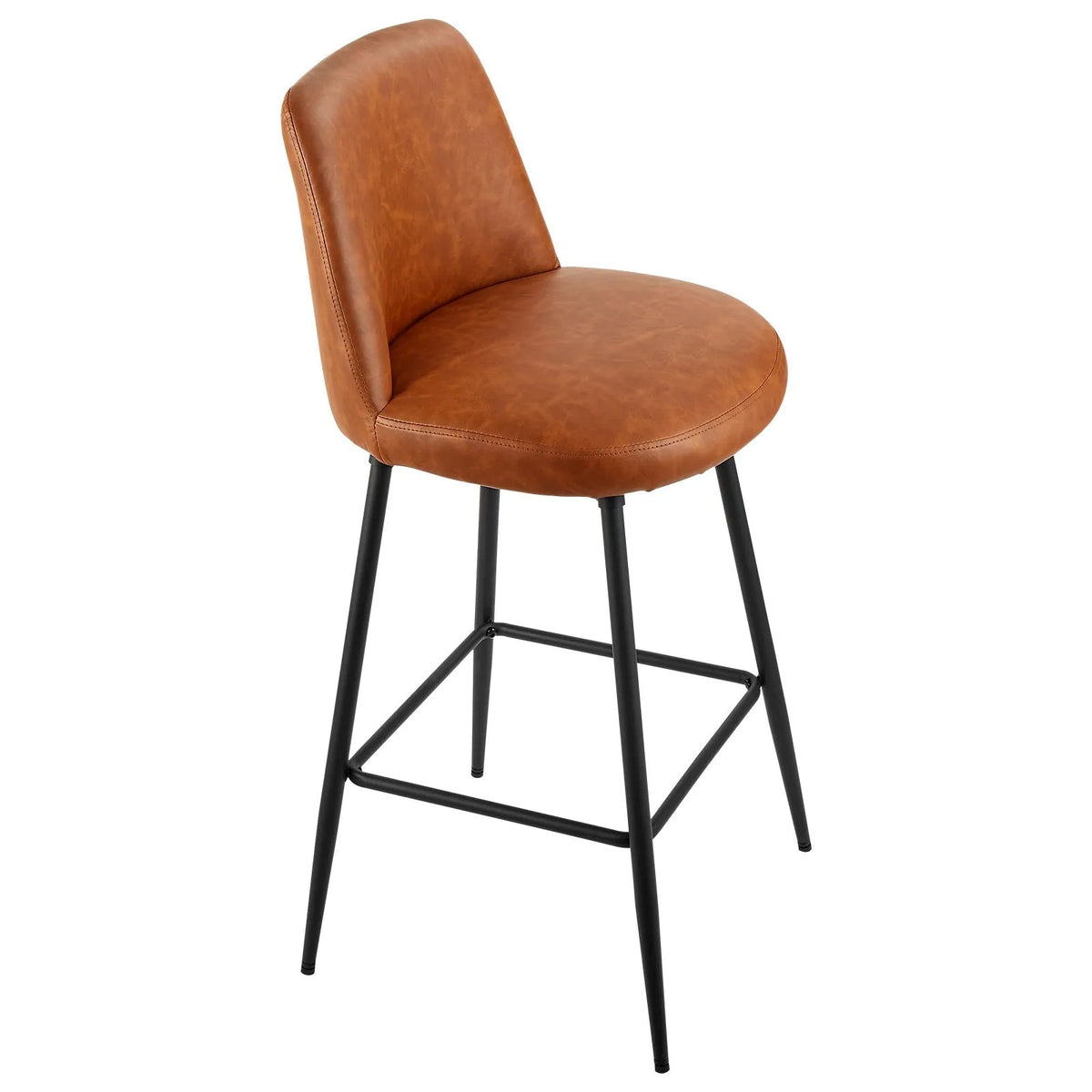 VEVOR Bar Stool Set (2 pcs), 69 cm Height Swivel Chairs with Backrest, Modern Design with PU Leather Upholstery and Metal Legs, Armless Stools, Suitable for Kitchen or Dining Bar Counter, Brown