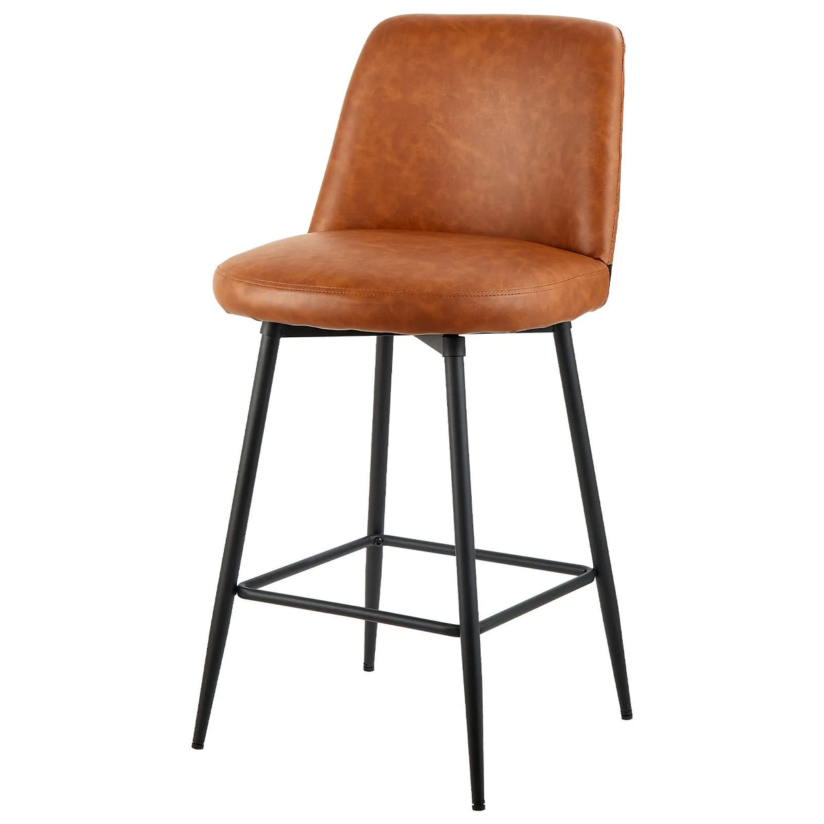 VEVOR Bar Stool Set (3 pcs), 69 cm High Swivel Chairs with Backrest, Modern Design with PU Leather Upholstery and Metal Legs, Armless Chairs, Suitable for Kitchen Island, Bar Counter or Dining Room, Brown