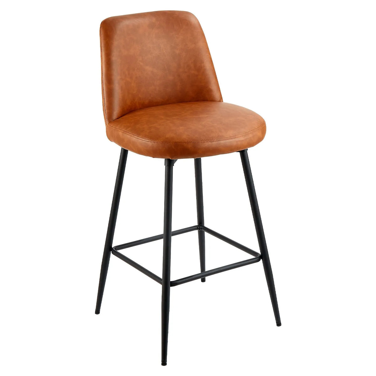 VEVOR Bar Stool Set (3 pcs), 69 cm High Swivel Chairs with Backrest, Modern Design with PU Leather Upholstery and Metal Legs, Armless Chairs, Suitable for Kitchen Island, Bar Counter or Dining Room, Brown