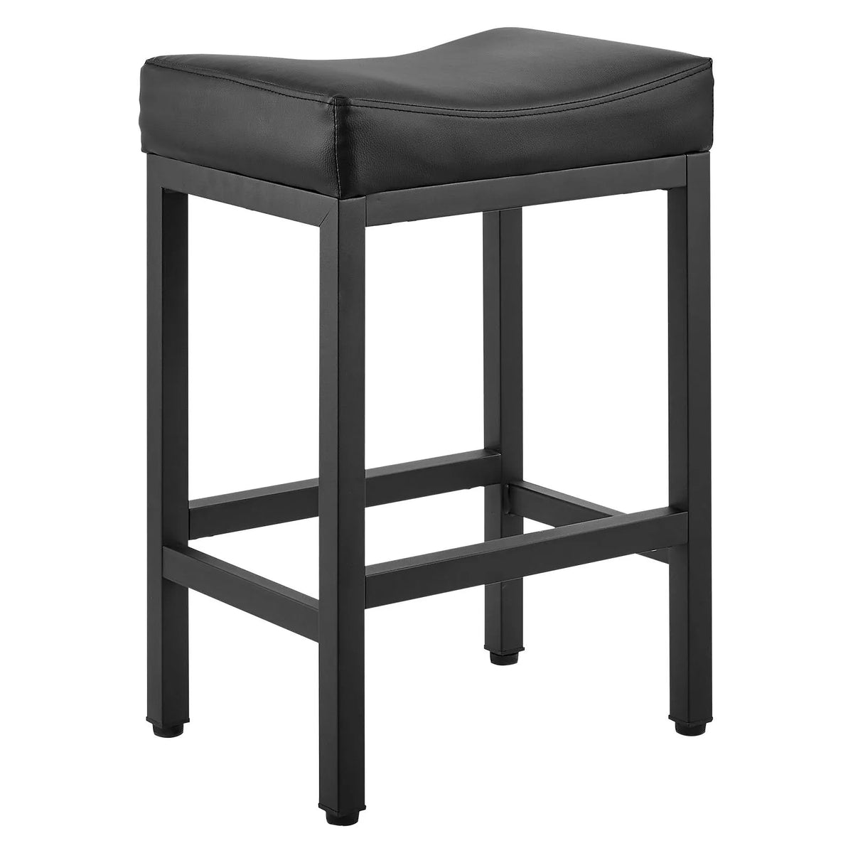 VEVOR 2 pcs Bar Stools with PU Leather Upholstery, 62 cm High, Backless, Wedge Seat and Metal Legs, Easy to Fold — Suitable for Kitchen, Dining Room and Café, Black
