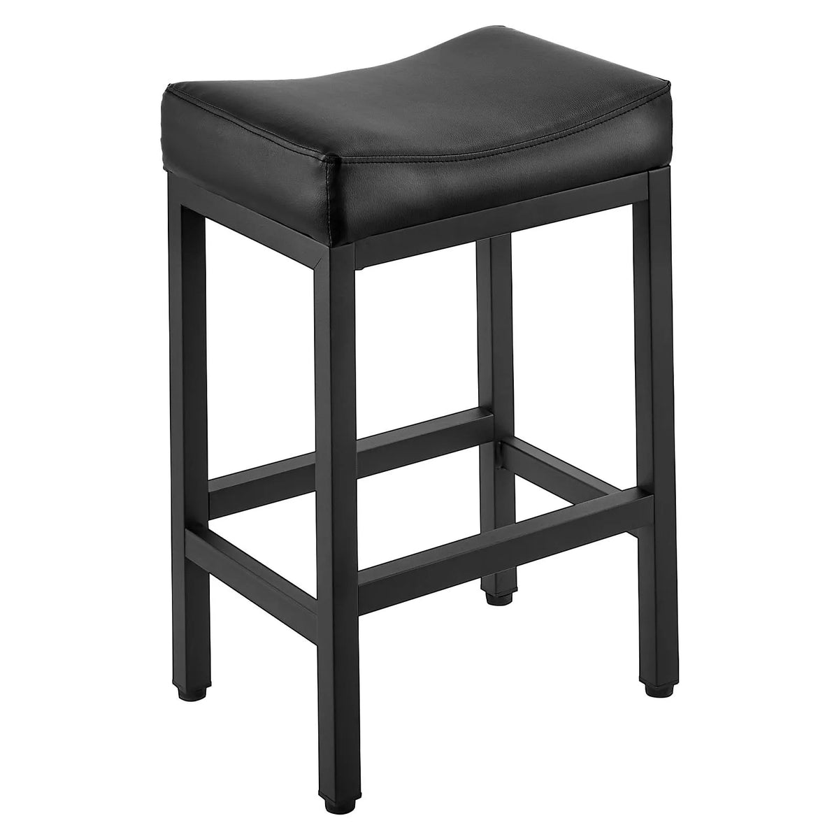 VEVOR 2 pcs Bar Stools with PU Leather Upholstery, 62 cm High, Backless, Wedge Seat and Metal Legs, Easy to Fold — Suitable for Kitchen, Dining Room and Café, Black
