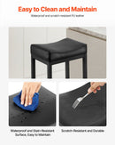 VEVOR 2 gab. bāra krēsli ar PU ādas apdari, 62 cm augsti, bez atzveltnes, ar seglveida sēdvietu un metāla kājām, viegli saliekami — piemēroti virtuvei, ēdamistabai un kafejnīcai, melni