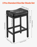 VEVOR 2 gab. bāra krēsli ar PU ādas apdari, 62 cm augsti, bez atzveltnes, ar seglveida sēdvietu un metāla kājām, viegli saliekami — piemēroti virtuvei, ēdamistabai un kafejnīcai, melni