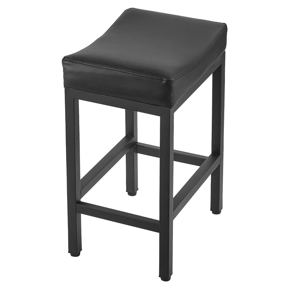 VEVOR 2 pcs Bar Stools with PU Leather Upholstery, 62 cm High, Backless, Wedge Seat and Metal Legs, Easy to Fold — Suitable for Kitchen, Dining Room and Café, Black