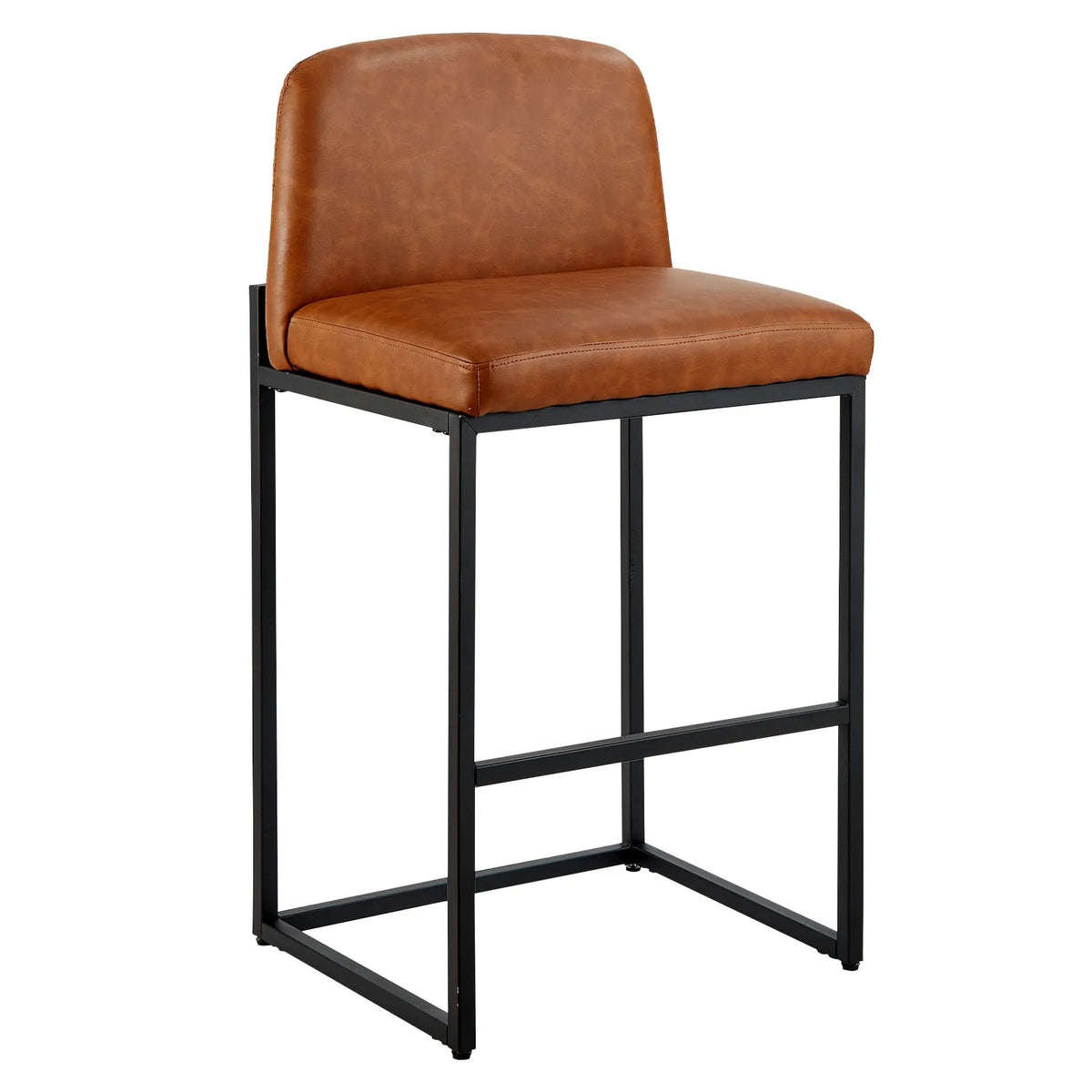 VEVOR Bar Stool Set (4 pcs), 68 cm High Chairs with PU Leather Upholstery, Metal Legs and Backrest, No Armrests, Easy to Fold, Suitable for Kitchen Counter, Bar or Dining Room, Brown
