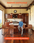 VEVOR bāra krēslu komplekts (4 gab.), 68 cm augsti krēsli ar PU ādas apdari, metāla kājām un atzveltni, bez roku balstiem, viegli saliekami, piemēroti virtuves salai, bāra letei vai ēdamistabai, brūni