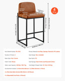 VEVOR bāra krēslu komplekts (4 gab.), 68 cm augsti krēsli ar PU ādas apdari, metāla kājām un atzveltni, bez roku balstiem, viegli saliekami, piemēroti virtuves salai, bāra letei vai ēdamistabai, brūni