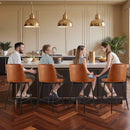 VEVOR bāra krēslu komplekts (4 gab.), 68 cm augsti krēsli ar PU ādas apdari, metāla kājām un atzveltni, bez roku balstiem, viegli saliekami, piemēroti virtuves salai, bāra letei vai ēdamistabai, brūni