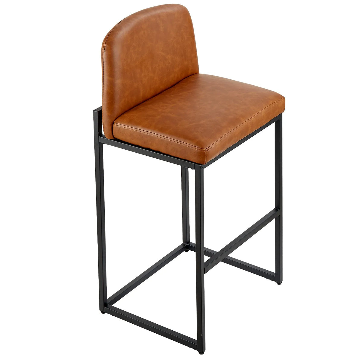 VEVOR Bar Stool Set (4 pcs), 68 cm High Chairs with PU Leather Upholstery, Metal Legs and Backrest, No Armrests, Easy to Fold, Suitable for Kitchen Counter, Bar or Dining Room, Brown