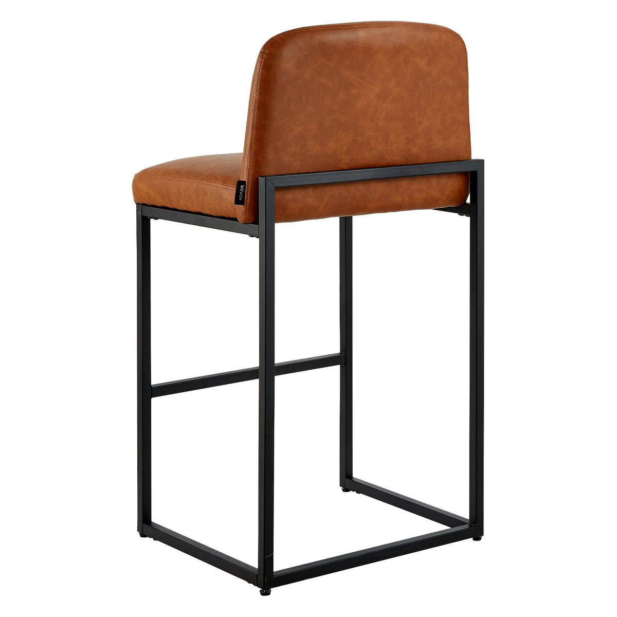 VEVOR Bar Stool Set (4 pcs), 68 cm High Chairs with PU Leather Upholstery, Metal Legs and Backrest, No Armrests, Easy to Fold, Suitable for Kitchen Counter, Bar or Dining Room, Brown