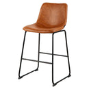 VEVOR 4 gab. bāra krēslu komplekts, 65 cm augsti krēsli ar PU ādas apdari, atzveltni un metāla kājām, viegli saliekami, brūni — piemēroti virtuves saliņām un ēdamzonām