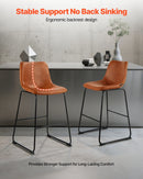 VEVOR 4 gab. bāra krēslu komplekts, 65 cm augsti krēsli ar PU ādas apdari, atzveltni un metāla kājām, viegli saliekami, brūni — piemēroti virtuves saliņām un ēdamzonām