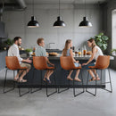 VEVOR 4 gab. bāra krēslu komplekts, 65 cm augsti krēsli ar PU ādas apdari, atzveltni un metāla kājām, viegli saliekami, brūni — piemēroti virtuves saliņām un ēdamzonām