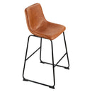 VEVOR 4 gab. bāra krēslu komplekts, 65 cm augsti krēsli ar PU ādas apdari, atzveltni un metāla kājām, viegli saliekami, brūni — piemēroti virtuves saliņām un ēdamzonām