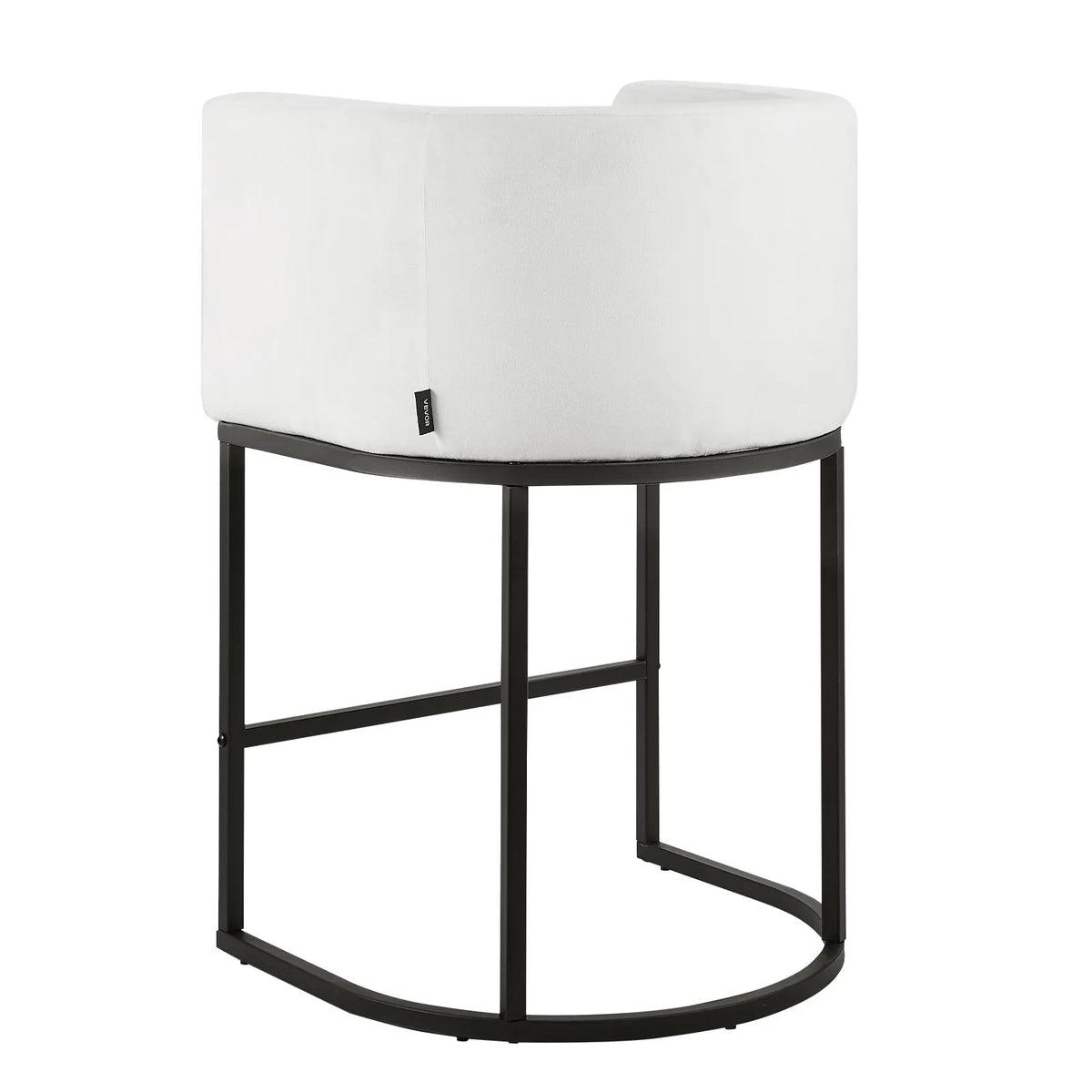 VEVOR Bar Stool Set (3 pcs), 63 cm High Bar Stools with Backrest and Armrests, Metal Frame and Footrest, Fabric Upholstery, Suitable for Kitchen Island, Bar Counter or Dining Room, White