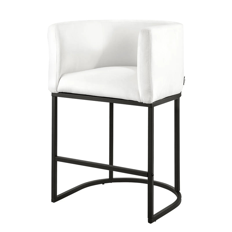 VEVOR bāra krēslu komplekts (3 gab.), 63 cm augsti bāra krēsli ar atzveltni un roku balstiem, metāla rāmi un kāju balstu, auduma apdari, piemēroti virtuves salai, bāra letei vai ēdamistabai, balti