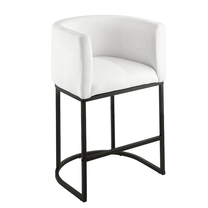 VEVOR bāra krēslu komplekts (3 gab.), 63 cm augsti bāra krēsli ar atzveltni un roku balstiem, metāla rāmi un kāju balstu, auduma apdari, piemēroti virtuves salai, bāra letei vai ēdamistabai, balti