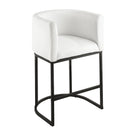 VEVOR bāra krēslu komplekts (3 gab.), 63 cm augsti bāra krēsli ar atzveltni un roku balstiem, metāla rāmi un kāju balstu, auduma apdari, piemēroti virtuves salai, bāra letei vai ēdamistabai, balti