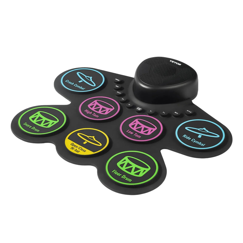 VEVOR elektriskā bungas sistēma, 7 spilventiņi, salokāms treniņu bungu paklājiņš, elektroniskā bungas sistēma ar austiņām