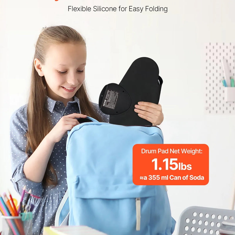 VEVOR elektriskā bungas sistēma, 7 spilventiņi, salokāms treniņu bungu paklājiņš, elektroniskā bungas sistēma ar austiņām