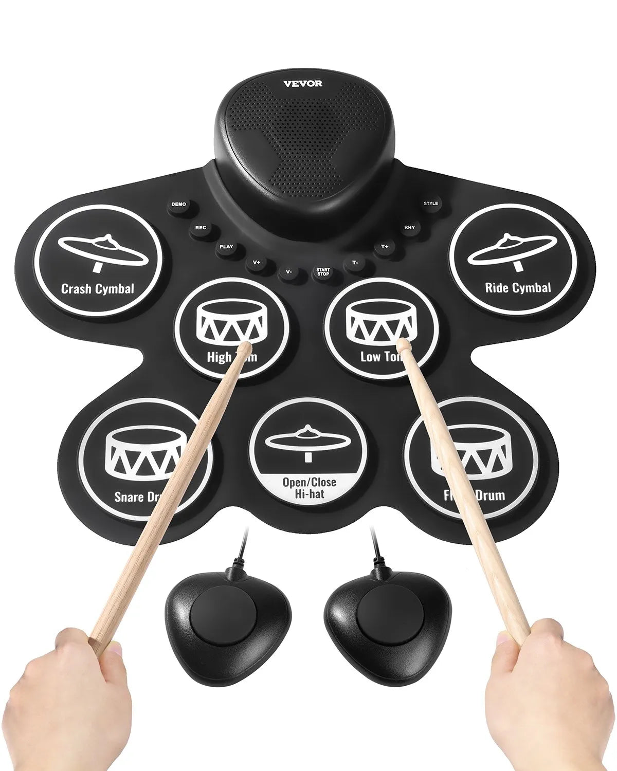 VEVOR Electronic Drum Kit 7 Drum Pads, Rollable Stand with Headphone Jack